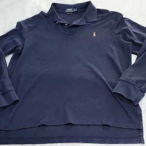 Polo by Ralph Lauren Navy Blue Long Sleeve Polo Shirt XL PIMA COTTON